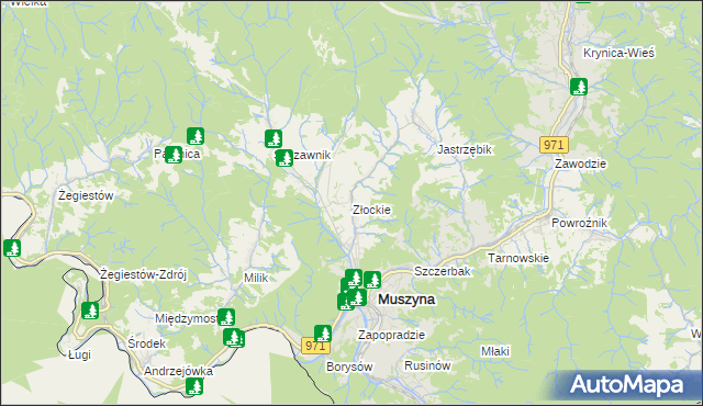 mapa Złockie, Złockie na mapie Targeo