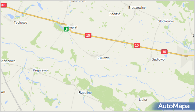mapa Żukowo gmina Suchań, Żukowo gmina Suchań na mapie Targeo