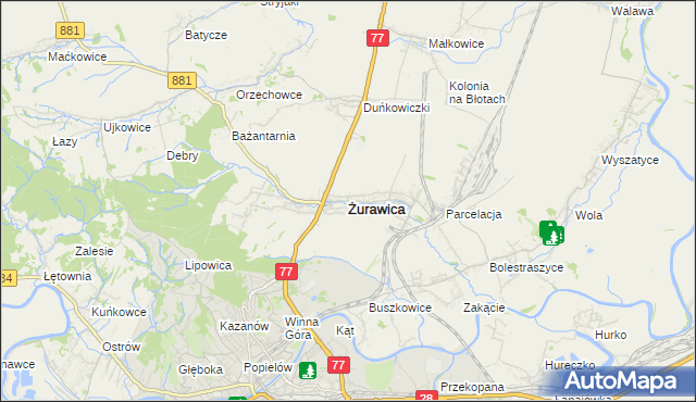 mapa Żurawica powiat przemyski, Żurawica powiat przemyski na mapie Targeo