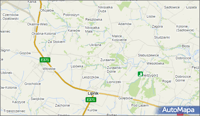 mapa Żurawniki gmina Lipnik, Żurawniki gmina Lipnik na mapie Targeo