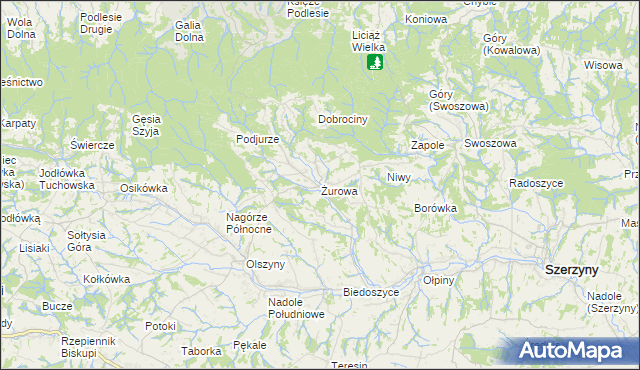 mapa Żurowa, Żurowa na mapie Targeo