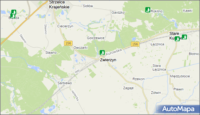 mapa Zwierzyn powiat strzelecko-drezdenecki, Zwierzyn powiat strzelecko-drezdenecki na mapie Targeo