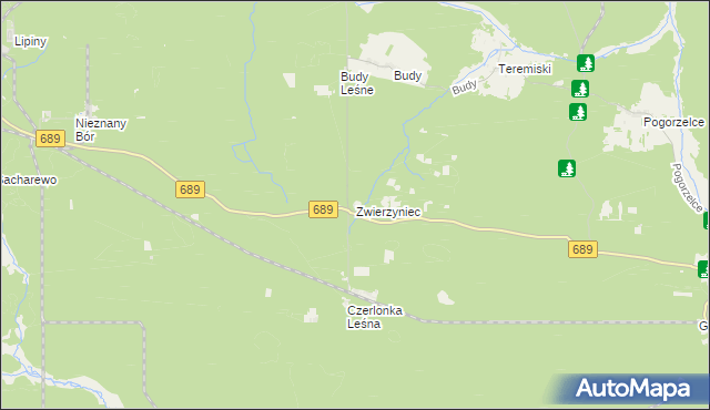 mapa Zwierzyniec gmina Białowieża, Zwierzyniec gmina Białowieża na mapie Targeo