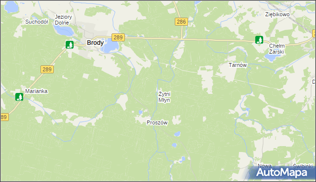 mapa Żytni Młyn, Żytni Młyn na mapie Targeo