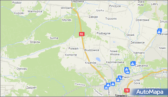 mapa Brudzowice, Brudzowice na mapie Targeo