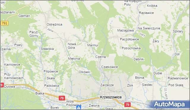 mapa Czerna gmina Krzeszowice, Czerna gmina Krzeszowice na mapie Targeo