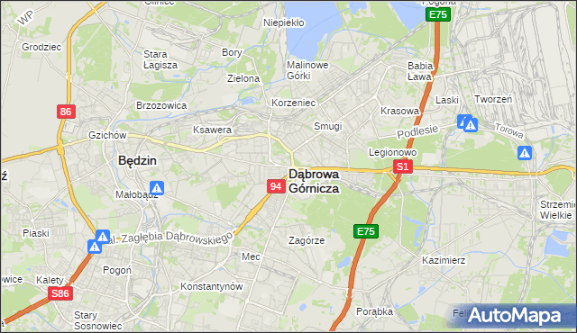 mapa Dąbrowa Górnicza, Dąbrowa Górnicza na mapie Targeo