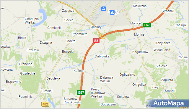 mapa Dąbrówka gmina Sieradz, Dąbrówka gmina Sieradz na mapie Targeo