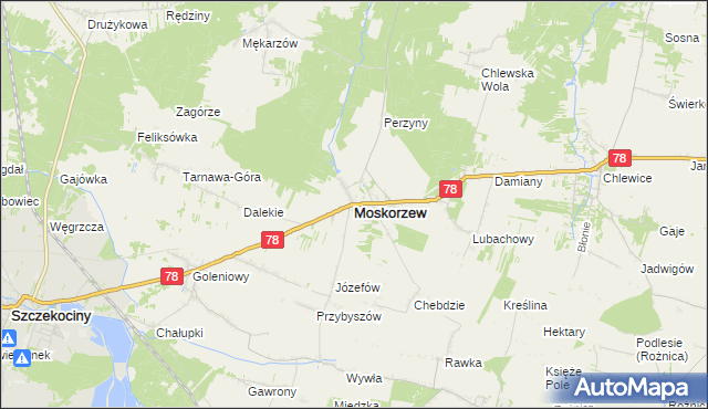 mapa Moskorzew, Moskorzew na mapie Targeo