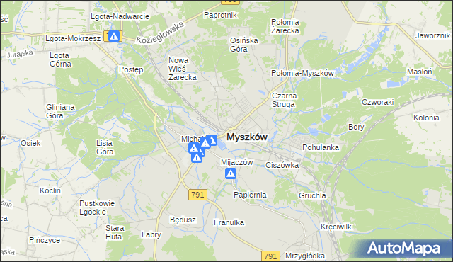 mapa Myszków, Myszków na mapie Targeo