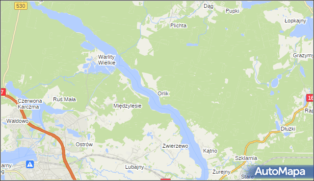 mapa Orlik gmina Łukta, Orlik gmina Łukta na mapie Targeo