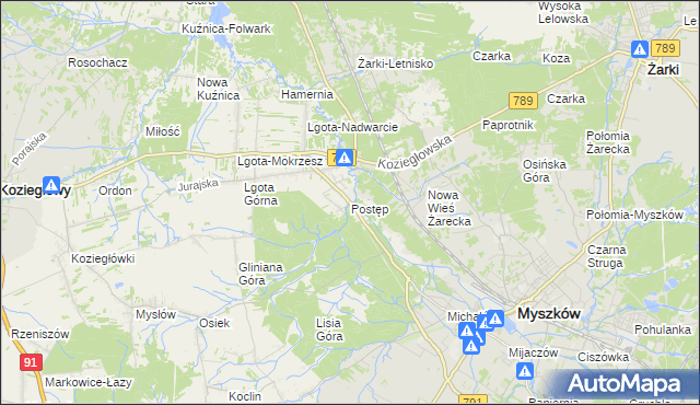 mapa Postęp, Postęp na mapie Targeo