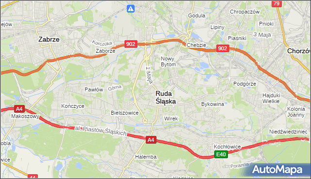 mapa Rudy Śląskiej, Ruda Śląska na mapie Targeo