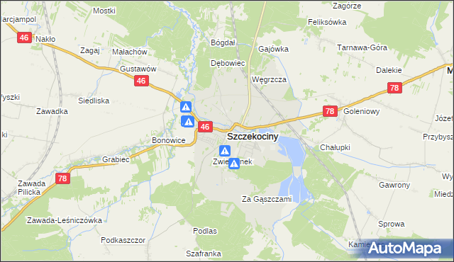 mapa Szczekociny, Szczekociny na mapie Targeo