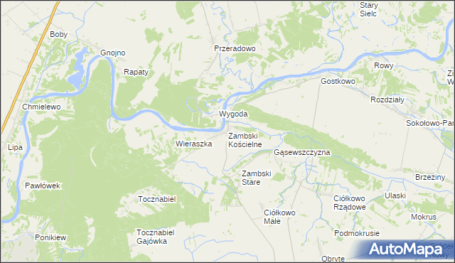 mapa Zambski Kościelne, Zambski Kościelne na mapie Targeo