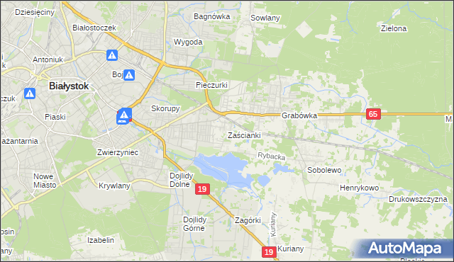 mapa Zaścianki gmina Supraśl, Zaścianki gmina Supraśl na mapie Targeo