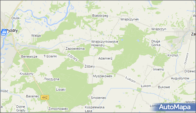 mapa Adamierz gmina Zagórów, Adamierz gmina Zagórów na mapie Targeo
