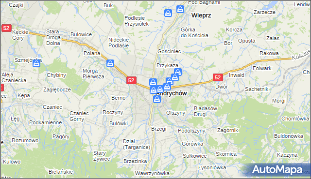 mapa Andrychów, Andrychów na mapie Targeo
