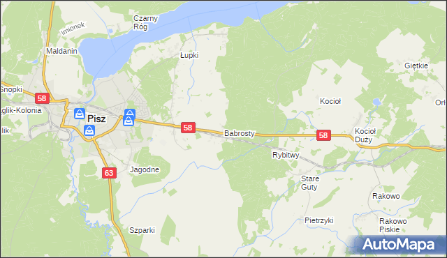 mapa Babrosty, Babrosty na mapie Targeo