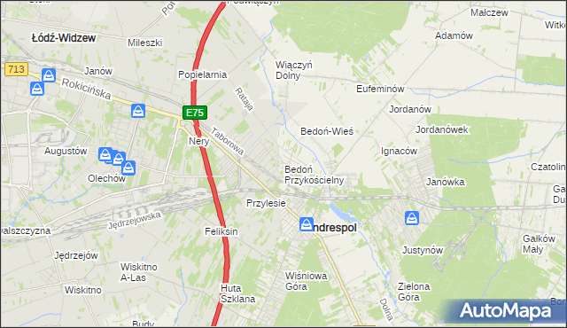 mapa Bedoń Przykościelny, Bedoń Przykościelny na mapie Targeo