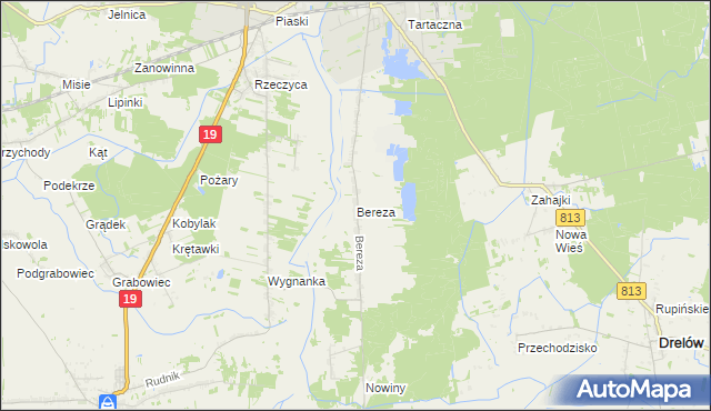 mapa Bereza, Bereza na mapie Targeo