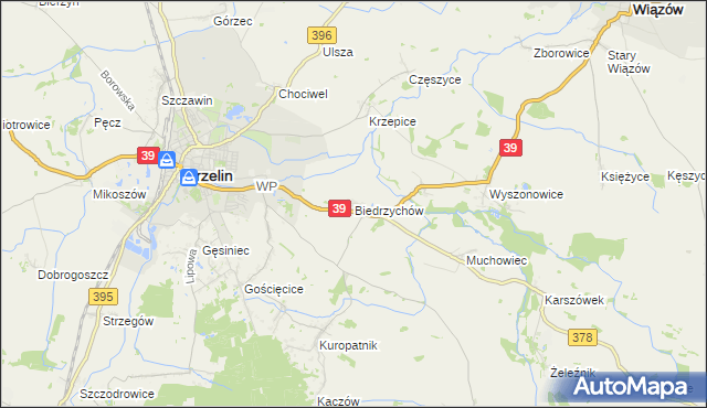 mapa Biedrzychów gmina Strzelin, Biedrzychów gmina Strzelin na mapie Targeo