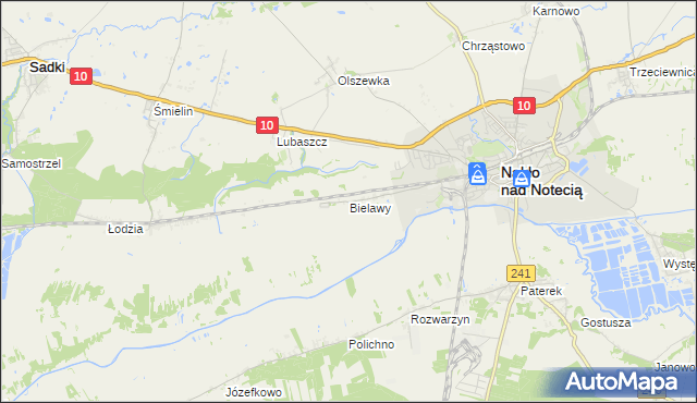 mapa Bielawy gmina Nakło nad Notecią, Bielawy gmina Nakło nad Notecią na mapie Targeo