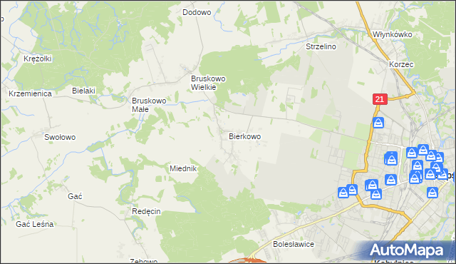 mapa Bierkowo, Bierkowo na mapie Targeo