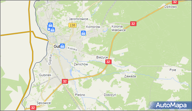 mapa Bieżyce, Bieżyce na mapie Targeo