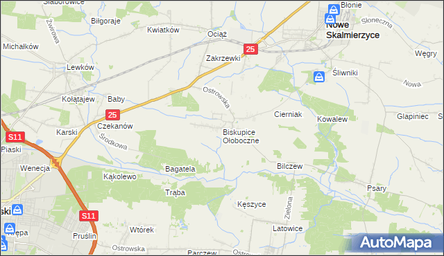 mapa Biskupice Ołoboczne, Biskupice Ołoboczne na mapie Targeo