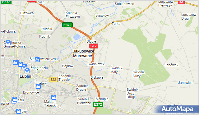 mapa Biskupie-Kolonia gmina Wólka, Biskupie-Kolonia gmina Wólka na mapie Targeo