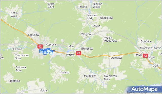 mapa Błaszków, Błaszków na mapie Targeo