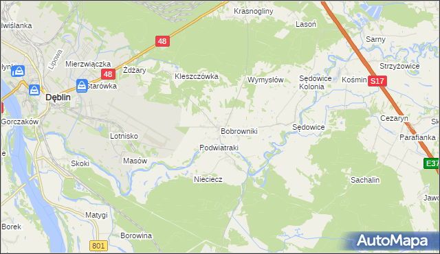 mapa Bobrowniki gmina Ryki, Bobrowniki gmina Ryki na mapie Targeo