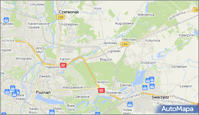 mapa Bogucin gmina Swarzędz, Bogucin gmina Swarzędz na mapie Targeo