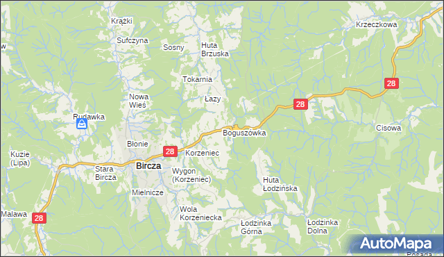 mapa Boguszówka gmina Bircza, Boguszówka gmina Bircza na mapie Targeo