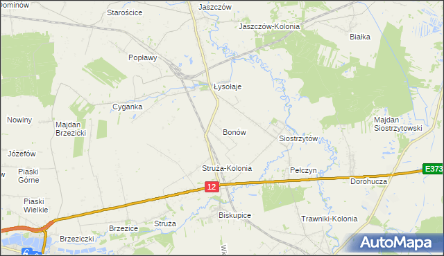 mapa Bonów gmina Trawniki, Bonów gmina Trawniki na mapie Targeo