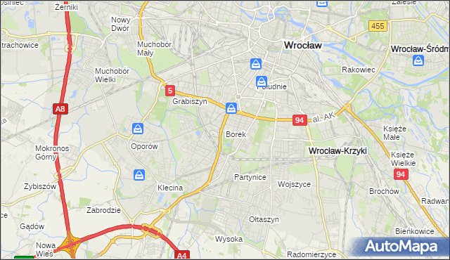 mapa Borek gmina Wrocław, Borek gmina Wrocław na mapie Targeo