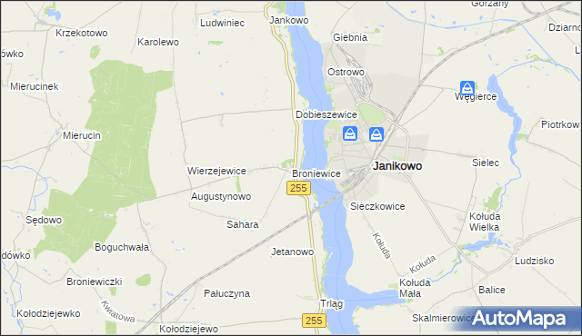 mapa Broniewice, Broniewice na mapie Targeo