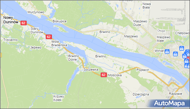 mapa Brwilno gmina Nowy Duninów, Brwilno gmina Nowy Duninów na mapie Targeo