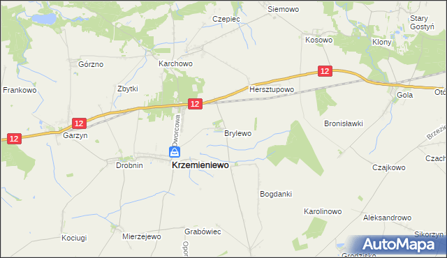 mapa Brylewo gmina Krzemieniewo, Brylewo gmina Krzemieniewo na mapie Targeo