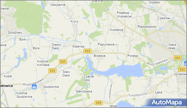 mapa Brzeźce gmina Pszczyna, Brzeźce gmina Pszczyna na mapie Targeo