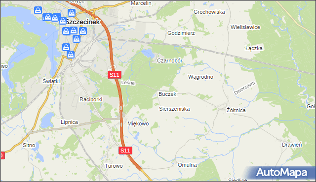 mapa Buczek gmina Szczecinek, Buczek gmina Szczecinek na mapie Targeo