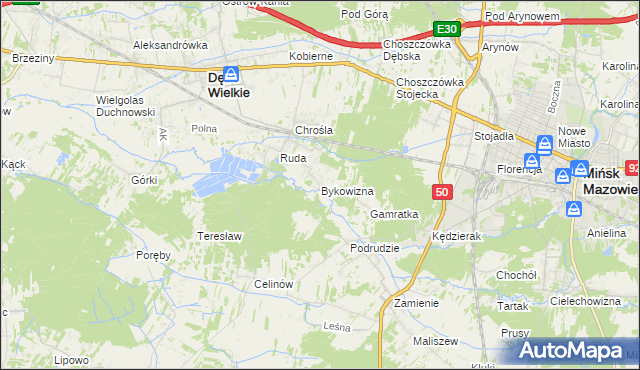 mapa Bykowizna, Bykowizna na mapie Targeo