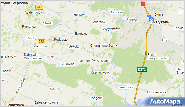 mapa Chomentów-Puszcz, Chomentów-Puszcz na mapie Targeo