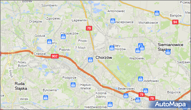 mapa Chorzów, Chorzów na mapie Targeo
