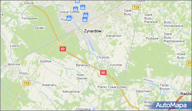 mapa Chroboty, Chroboty na mapie Targeo