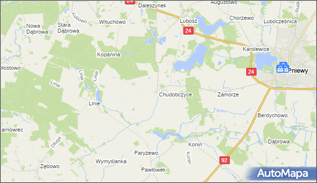 mapa Chudobczyce, Chudobczyce na mapie Targeo