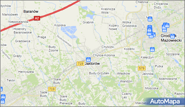 mapa Chylice-Kolonia, Chylice-Kolonia na mapie Targeo