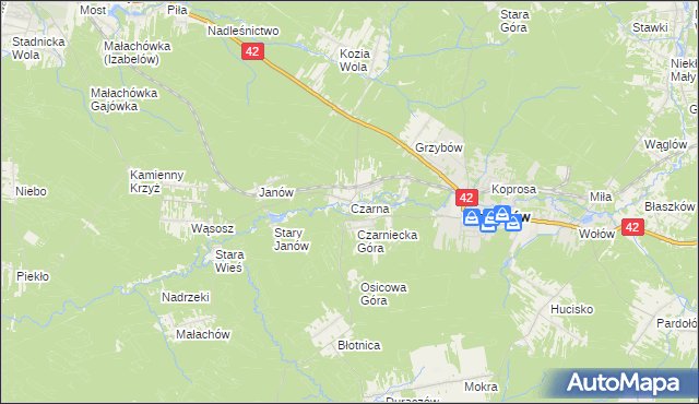 mapa Czarna gmina Stąporków, Czarna gmina Stąporków na mapie Targeo