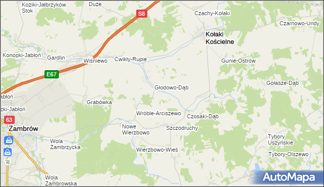 mapa Czarnowo-Dąb, Czarnowo-Dąb na mapie Targeo